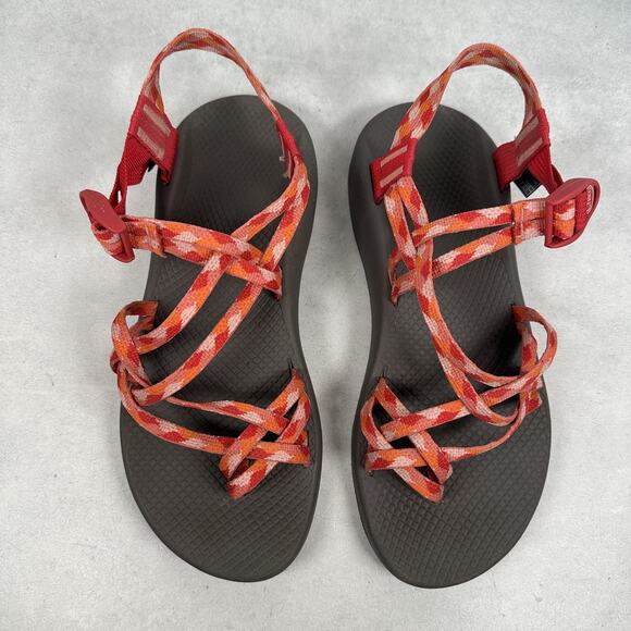 Chaco Sandals Womens Size 11 Red Orange Strappy Toe Loop Hiking Water Sport - Picture 3 of 8